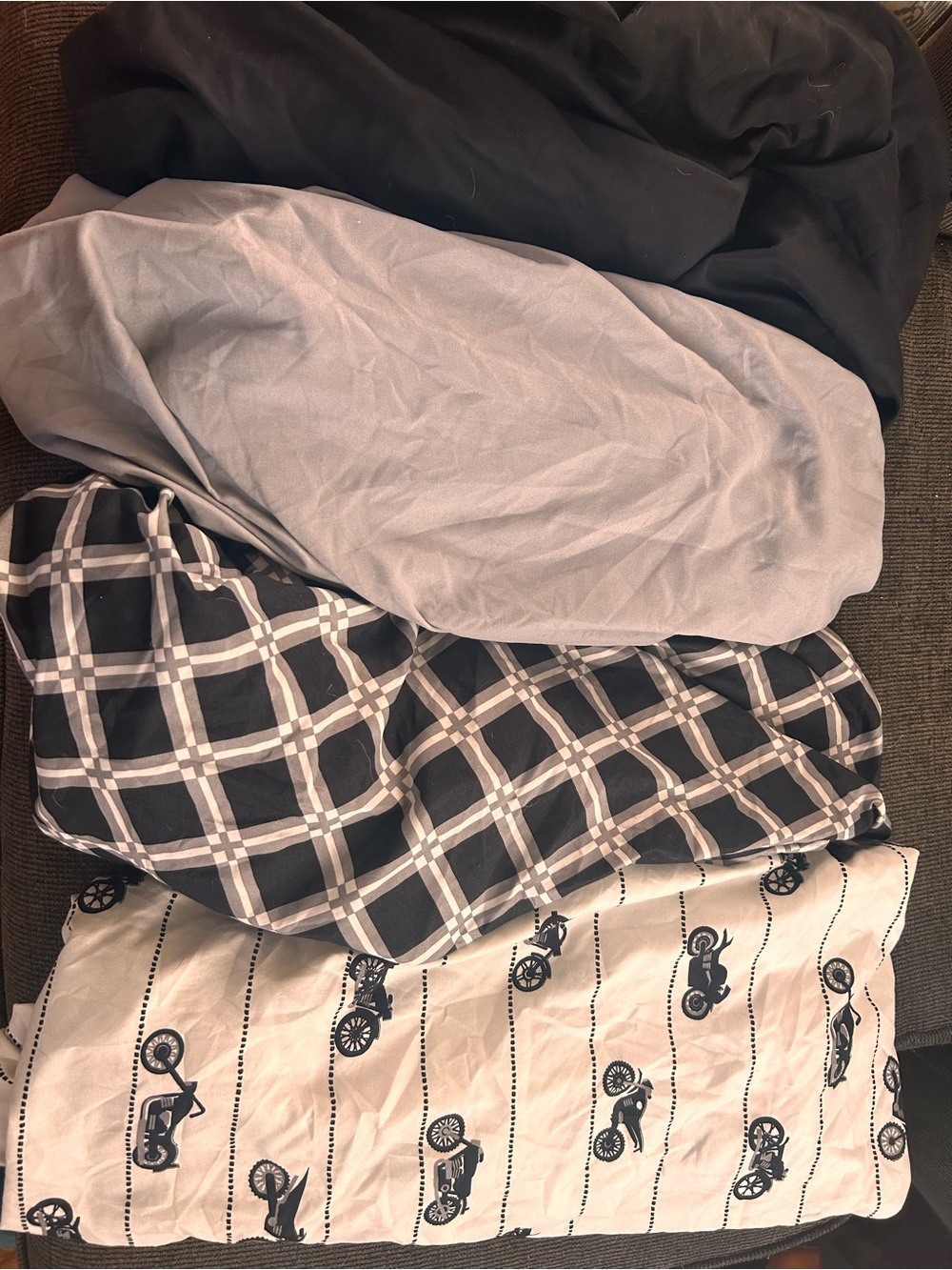 Motorcycle & Pattern Crib Sheet Set (4)